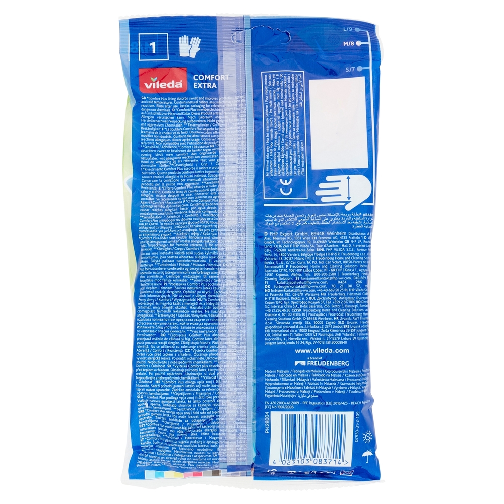 Vileda guanti casalinghi Comfort Extra in lattice, massima protezione e resistenza, taglia M